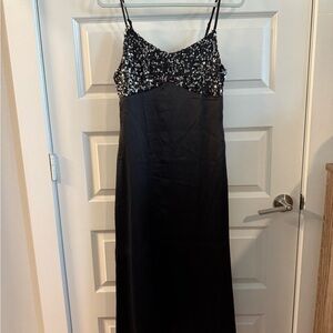 Black and White Sequin Midi Dress